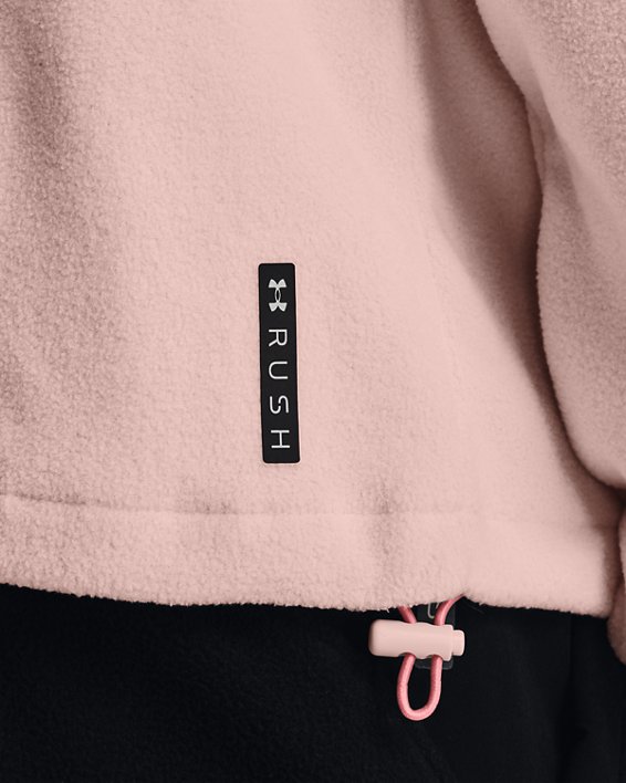 Felpa con cappuccio UA RUSH™ Fleece ½ Zip da donna, Pink, pdpMainDesktop image number 3
